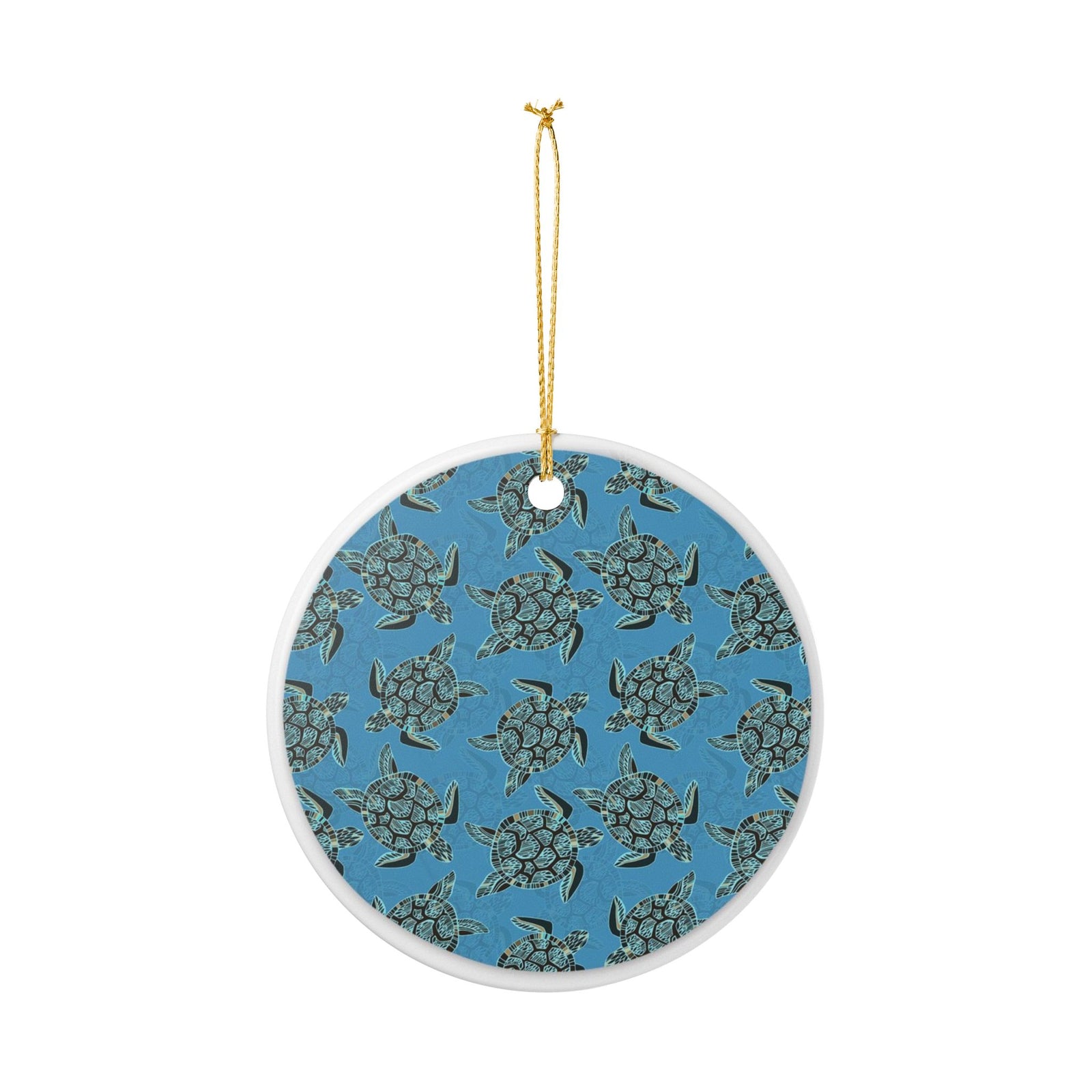 Sea Turtle Waltz Ceramic Ornament - Coastal Decoration