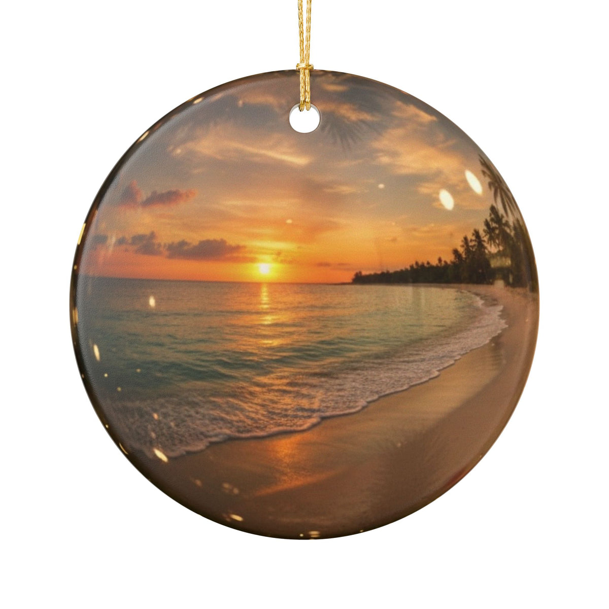 Beach Globe Ceramic Ornament - Coastal Holiday Decoration