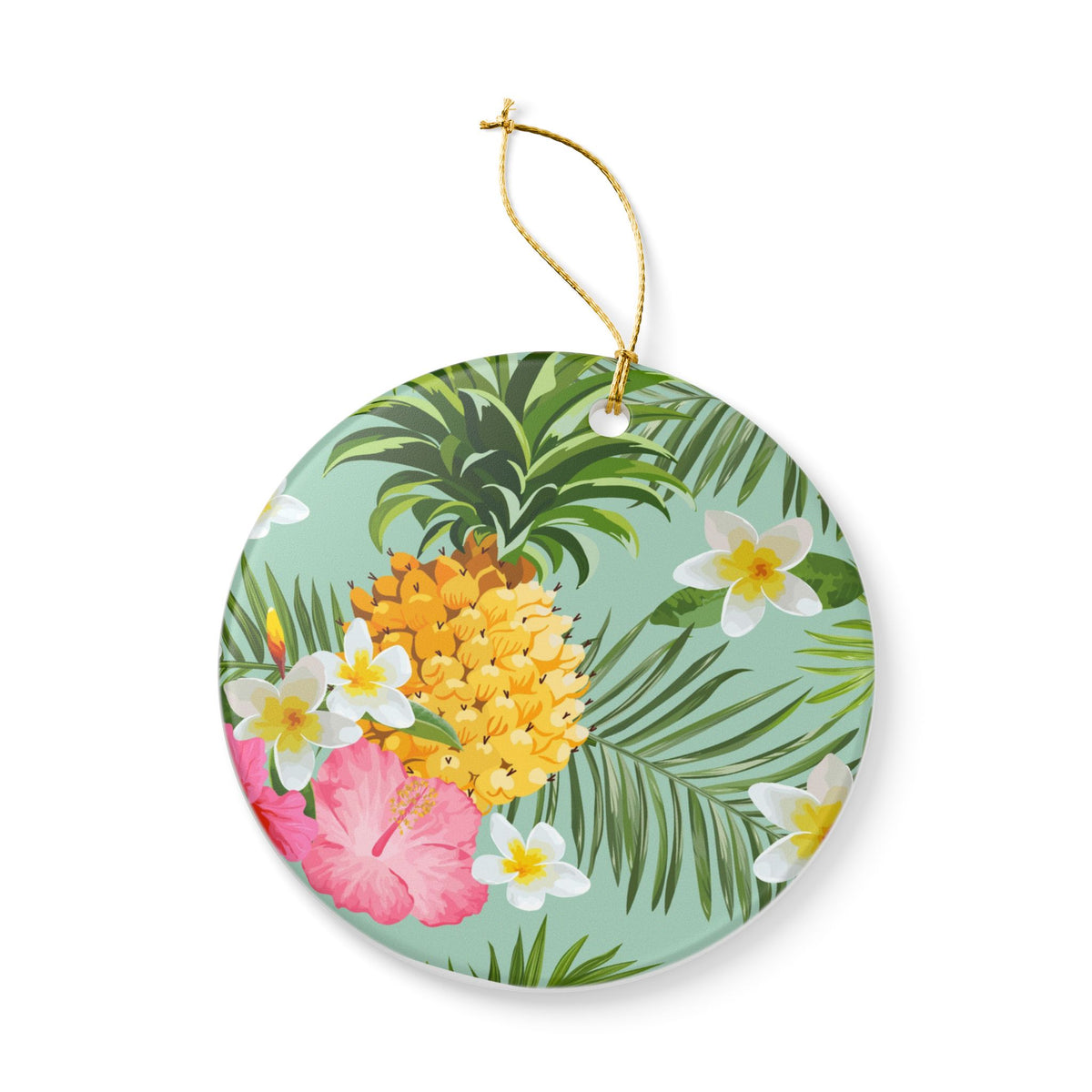 Tropical Pineapple Ceramic Ornament - Coastal Holiday Decoration
