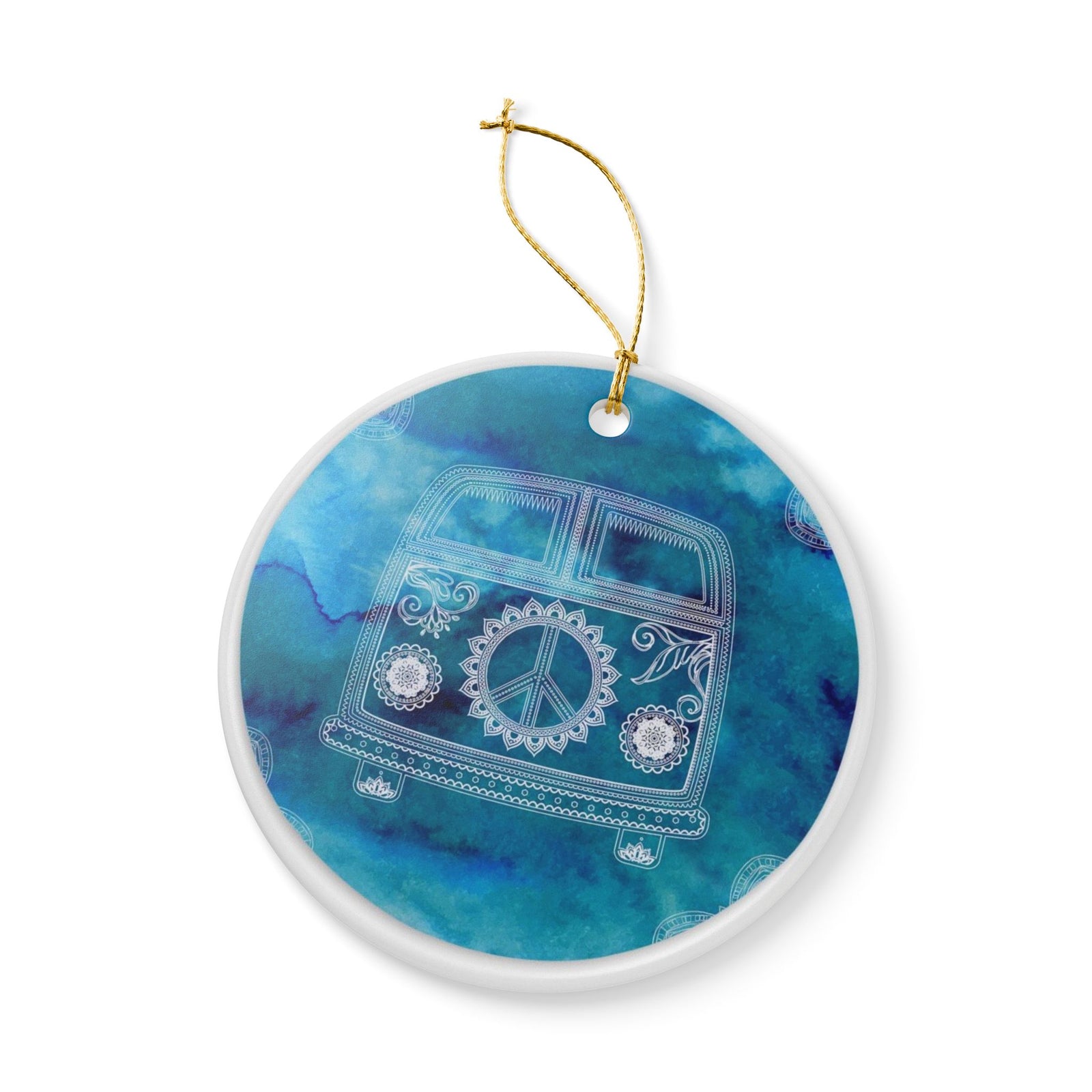 Peace Van Ceramic Ornament - Coastal Holiday Decoration
