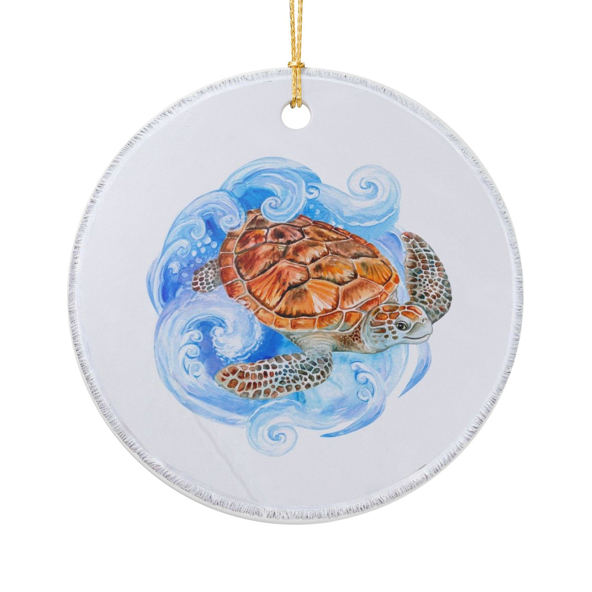 Sea Turtle's Dance Ceramic Ornament - Coastal Decoration