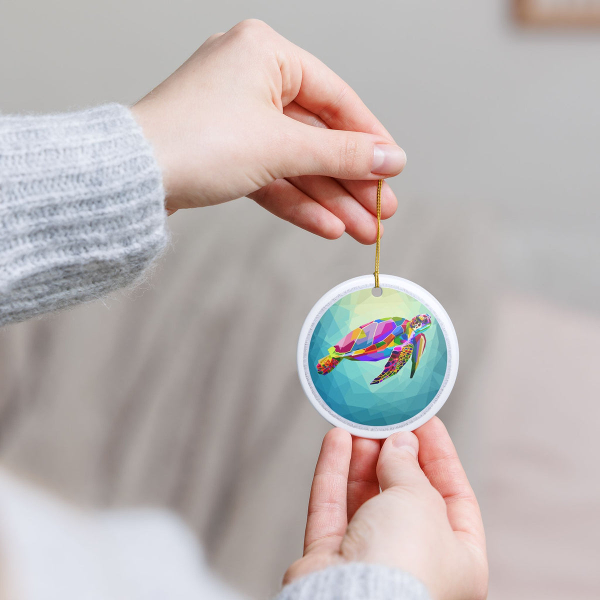 Prismatic Swimmer Ceramic Ornament - Coastal Decoration