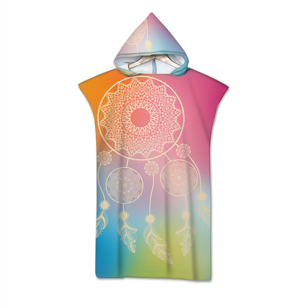 Rainbow Dreaming Quick-Dry Hooded Poncho Towel