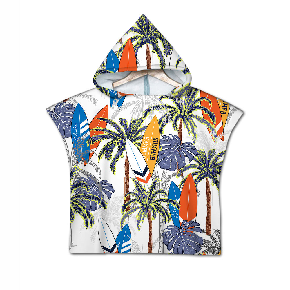 Tropical Surfer Quick-Dry Hooded Poncho Towel