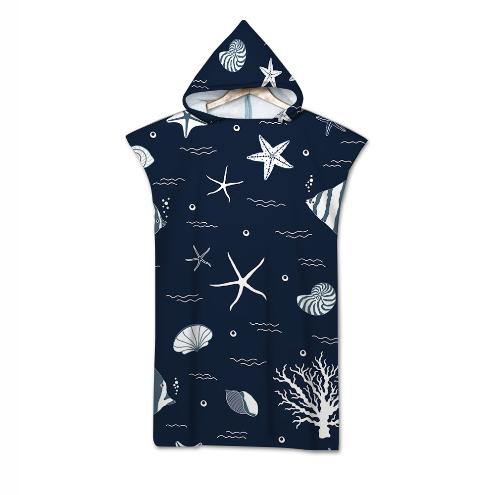 Blue Ocean Quick-Dry Hooded Poncho Towel