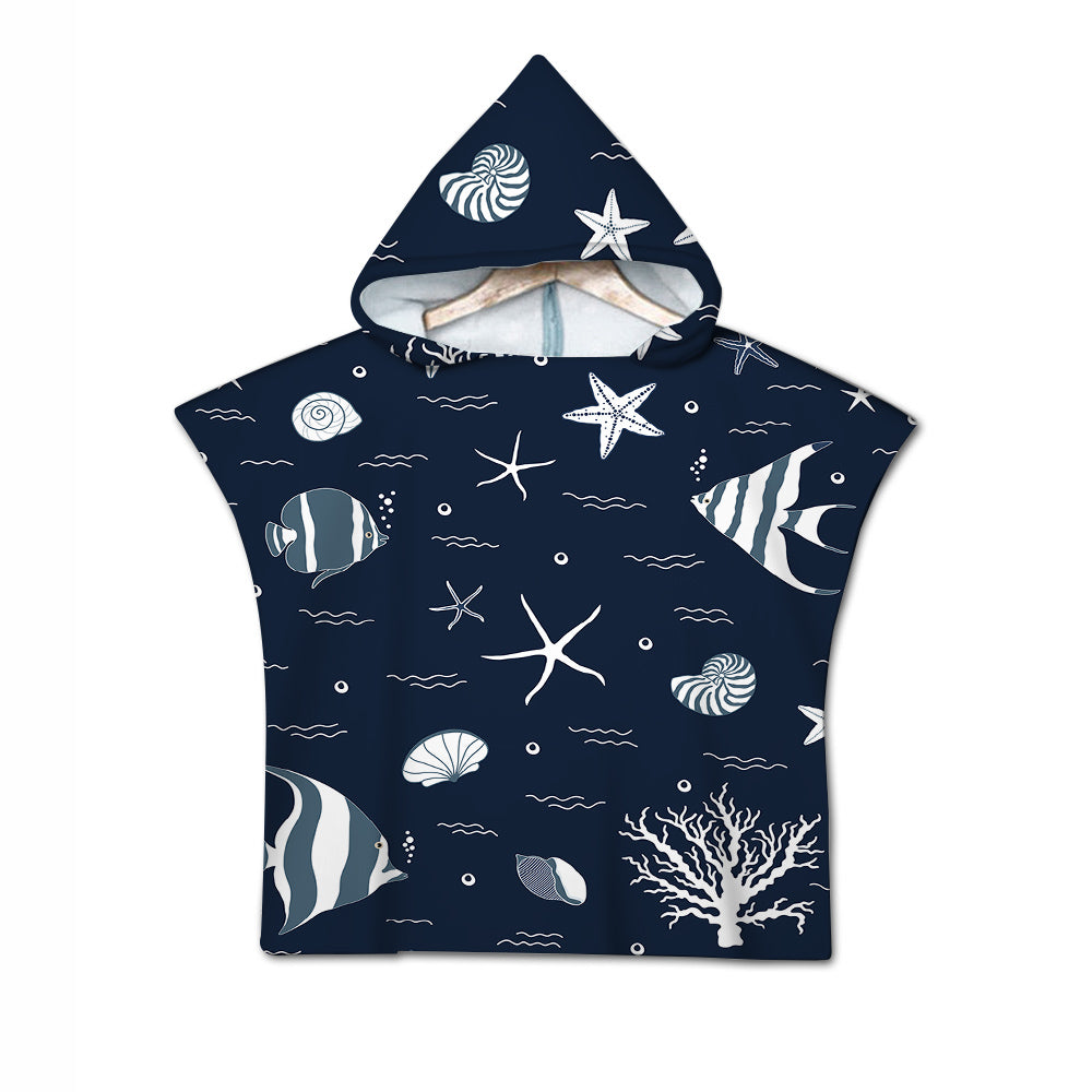 Blue Ocean Quick-Dry Hooded Poncho Towel