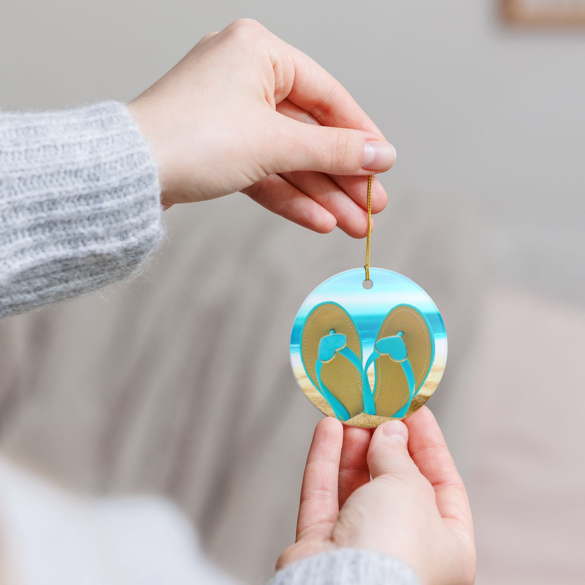 Flip Flops Ceramic Ornament - Coastal Holiday Decoration