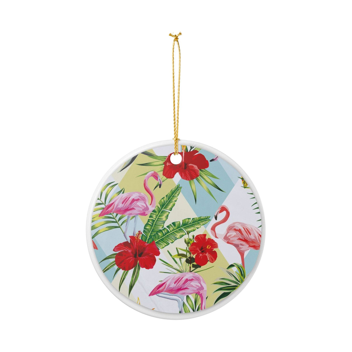 Tropical Flamingo Symphony Ceramic Ornament - Coastal Decoration