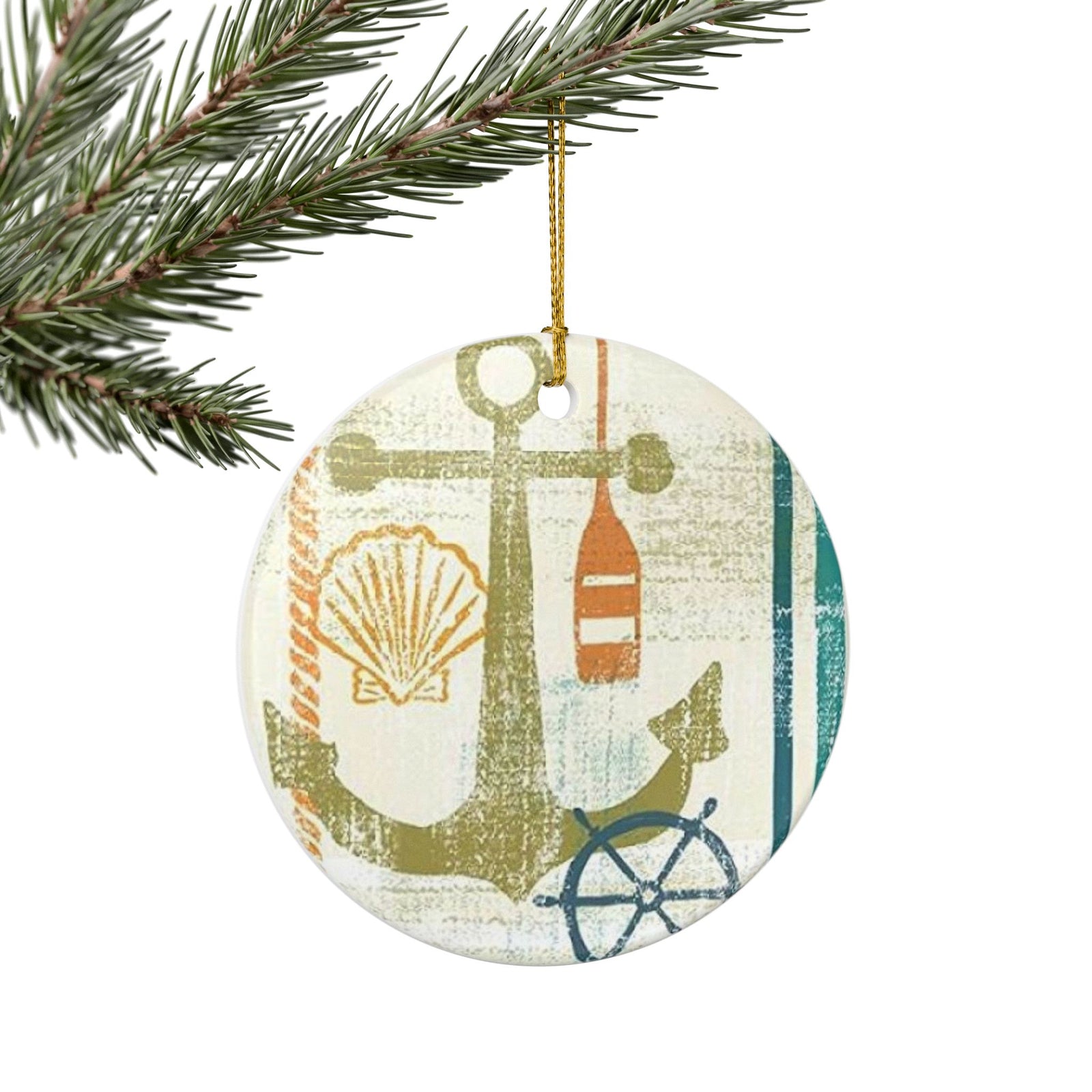 Nautical Whispers Ceramic Ornament - Coastal Decoration