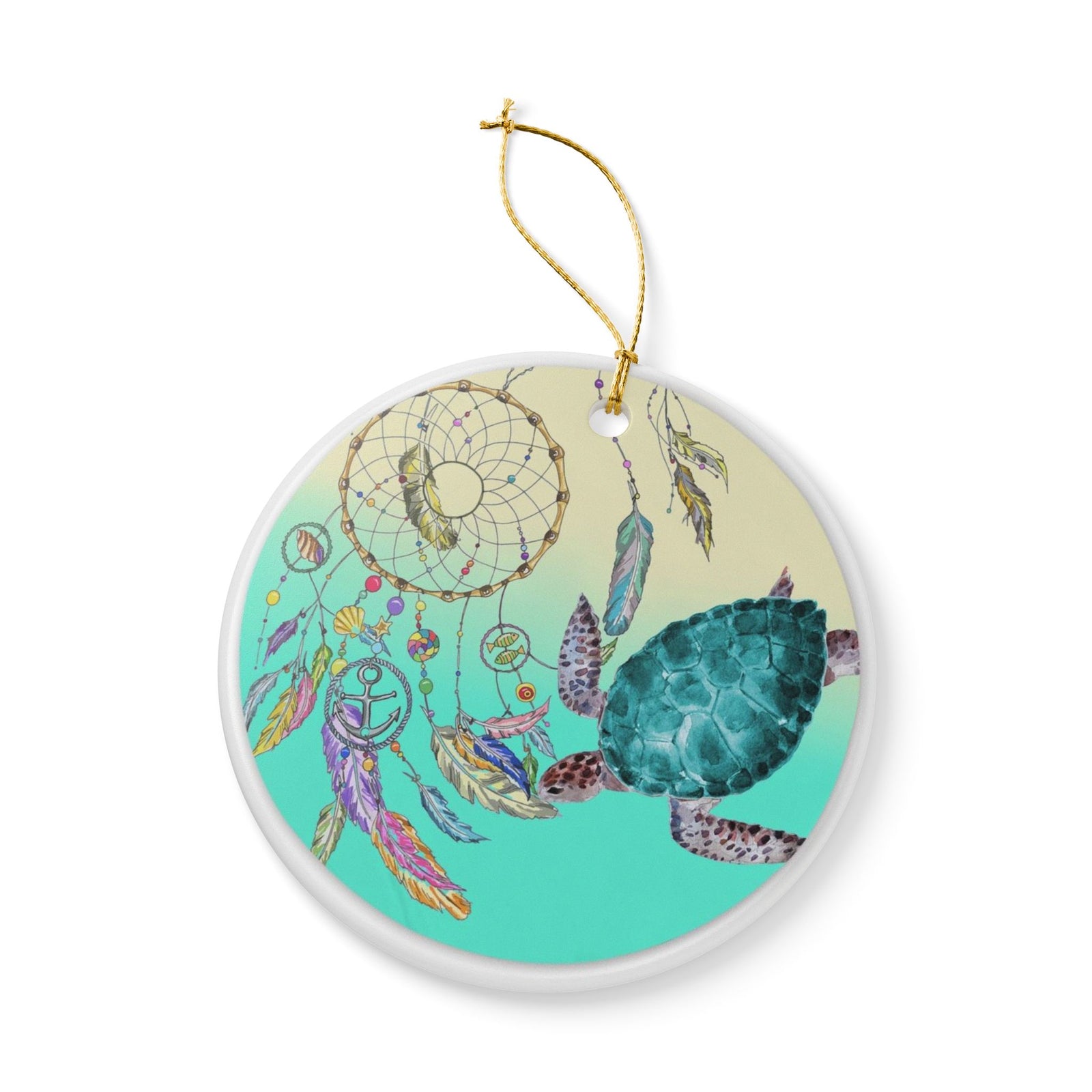 Turtle Dreams Ceramic Ornament - Coastal Decoration