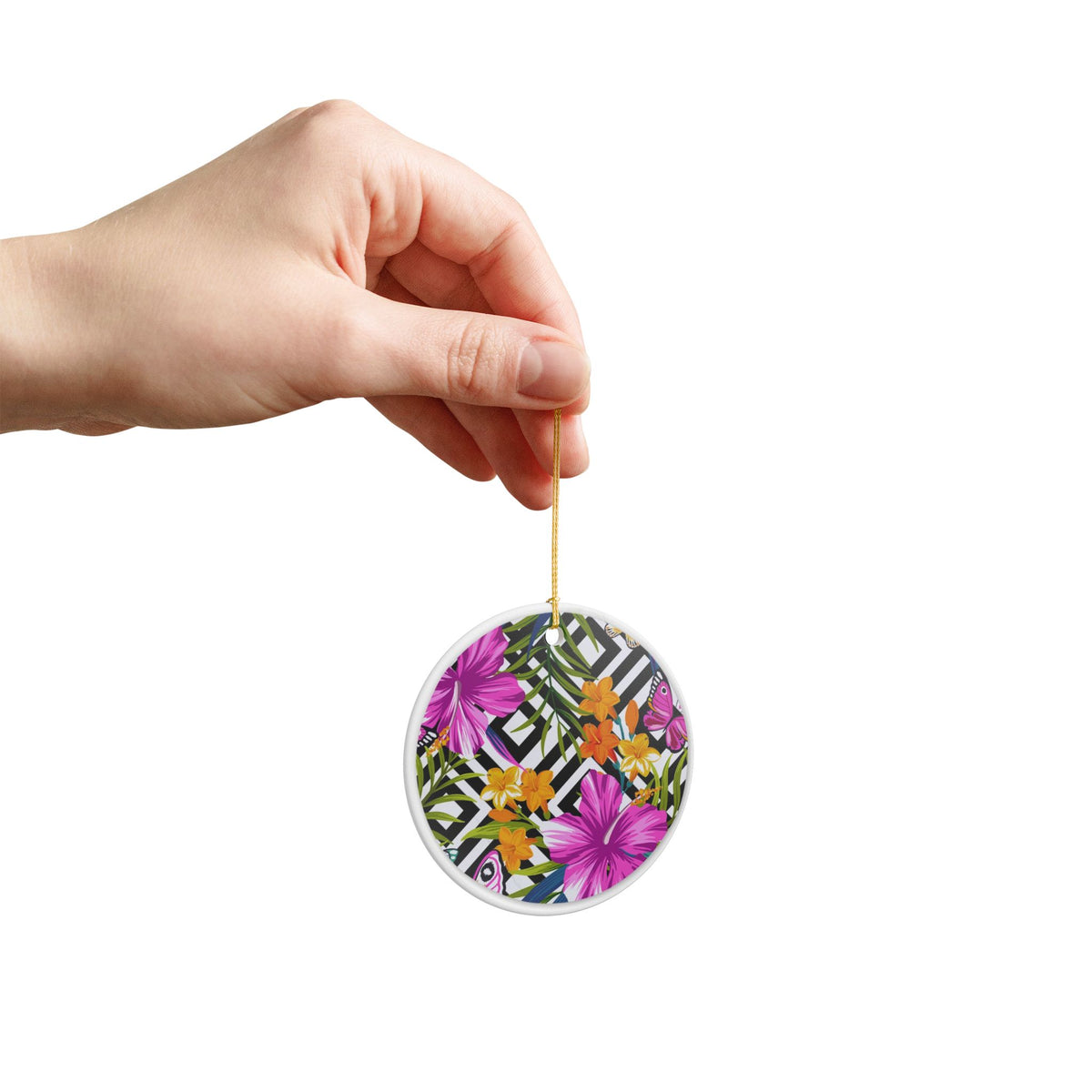 Tropical Geometric Bliss Ceramic Ornament - Coastal Decoration