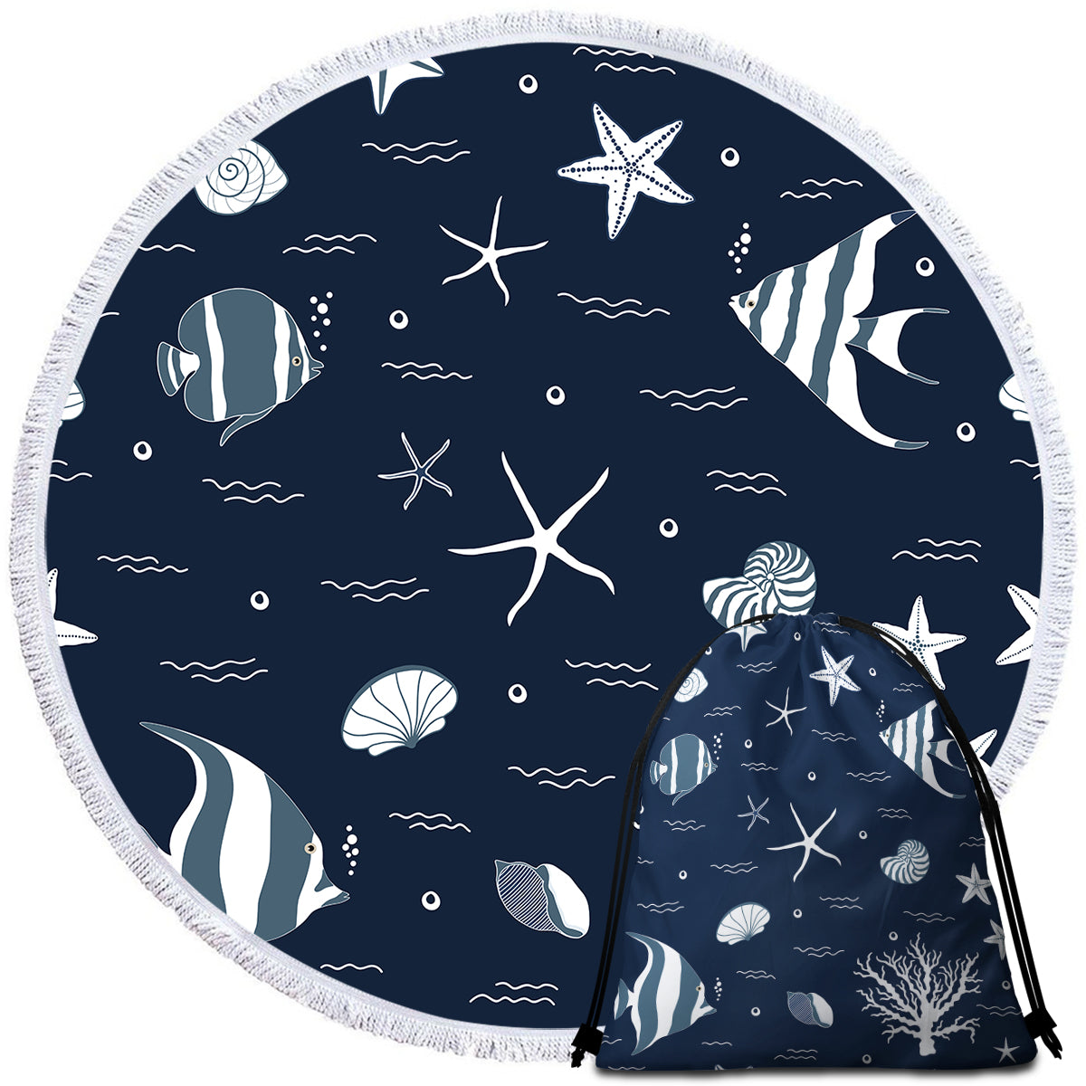 Blue Ocean Round Beach Towel