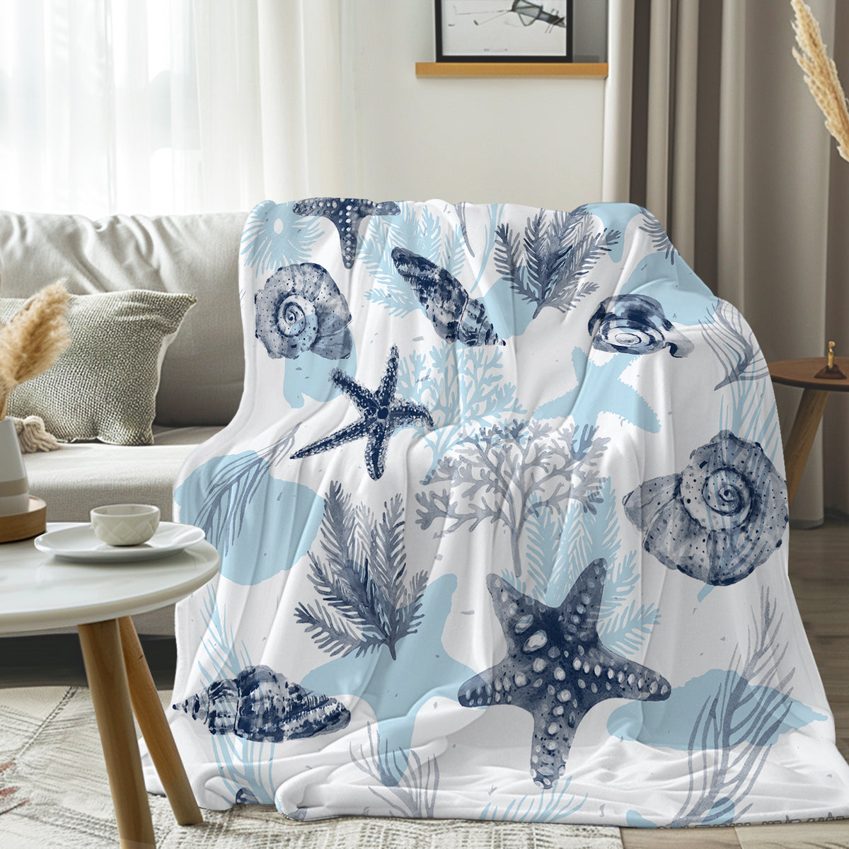 Ocean Blues Flannel Fleece Blanket