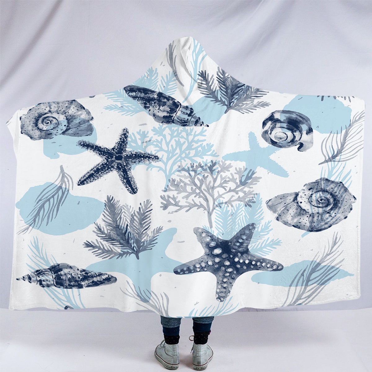 Ocean Blues Hooded Blanket