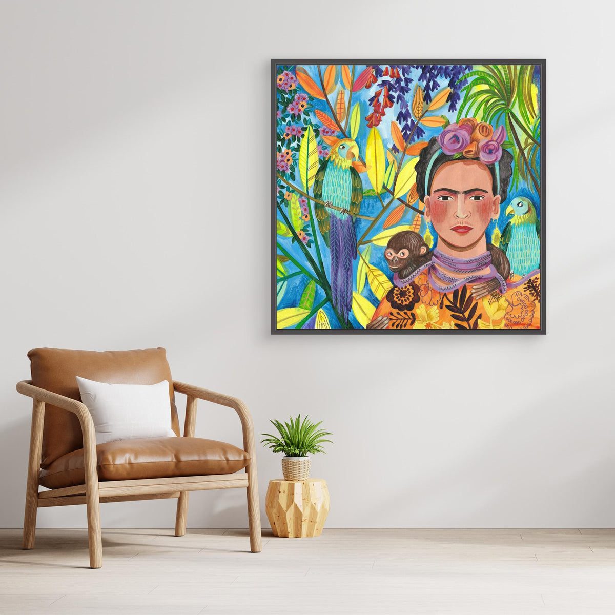 Canvas Print - Frida and her Parrots by Caroline Bonne Müller
