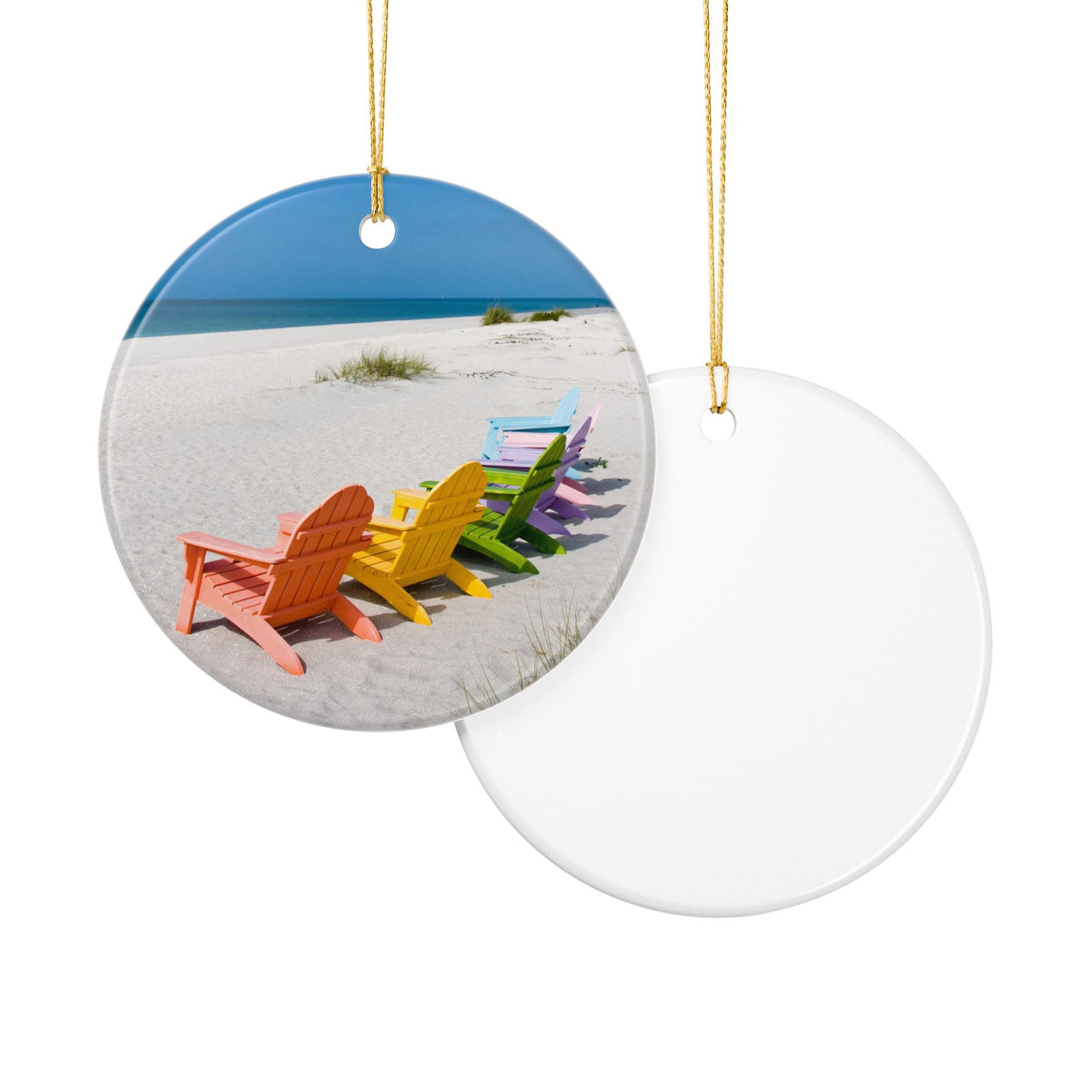Beach Chairs Ceramic Ornament - Coastal Holiday Decoration