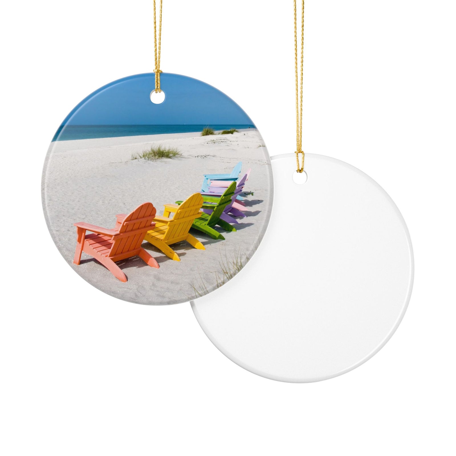 Beach Chairs Ceramic Ornament - Coastal Holiday Decoration