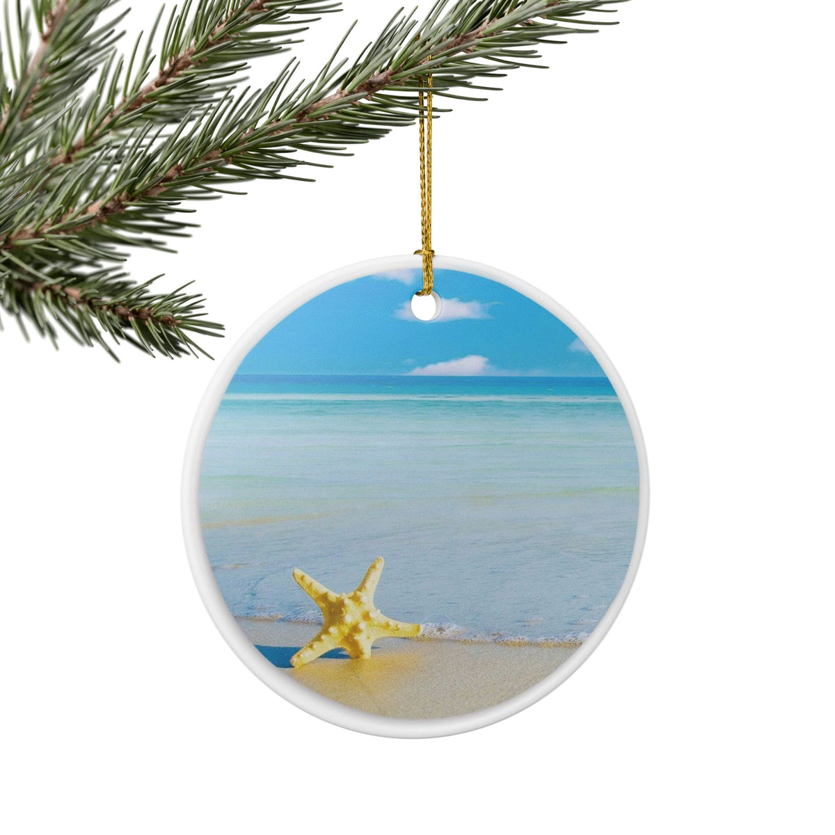 Starfish Dreams Ceramic Ornament - Coastal Holiday Decoration