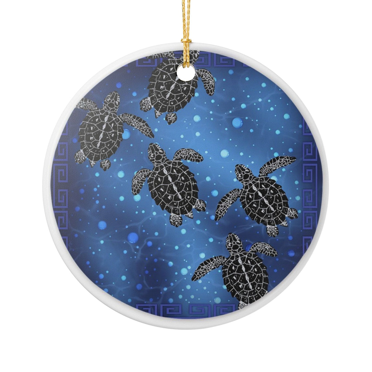 Cosmic Turtles Ceramic Ornament - Coastal Decoration