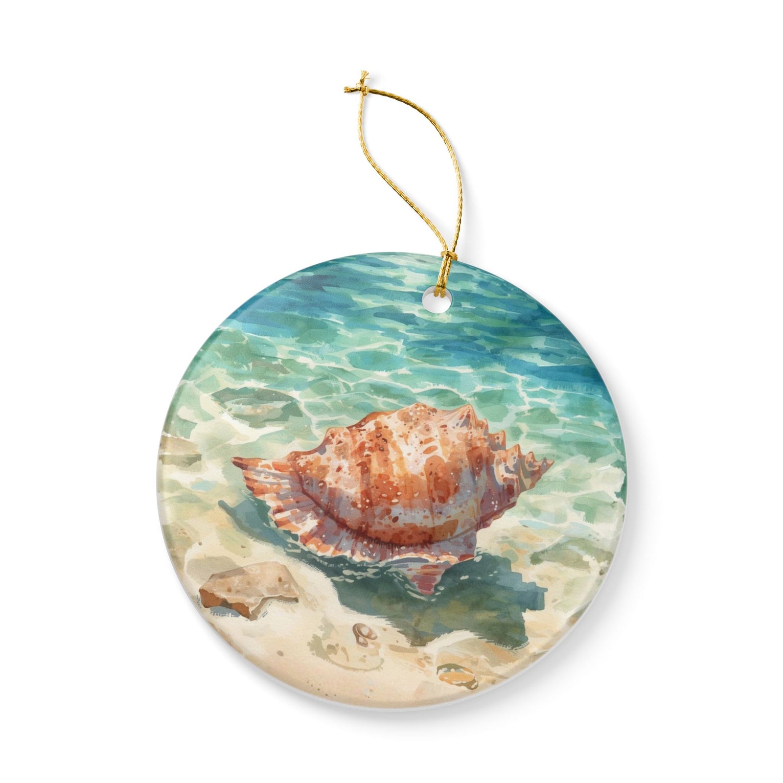 Shelly Ceramic Ornament - Coastal Holiday Decoration