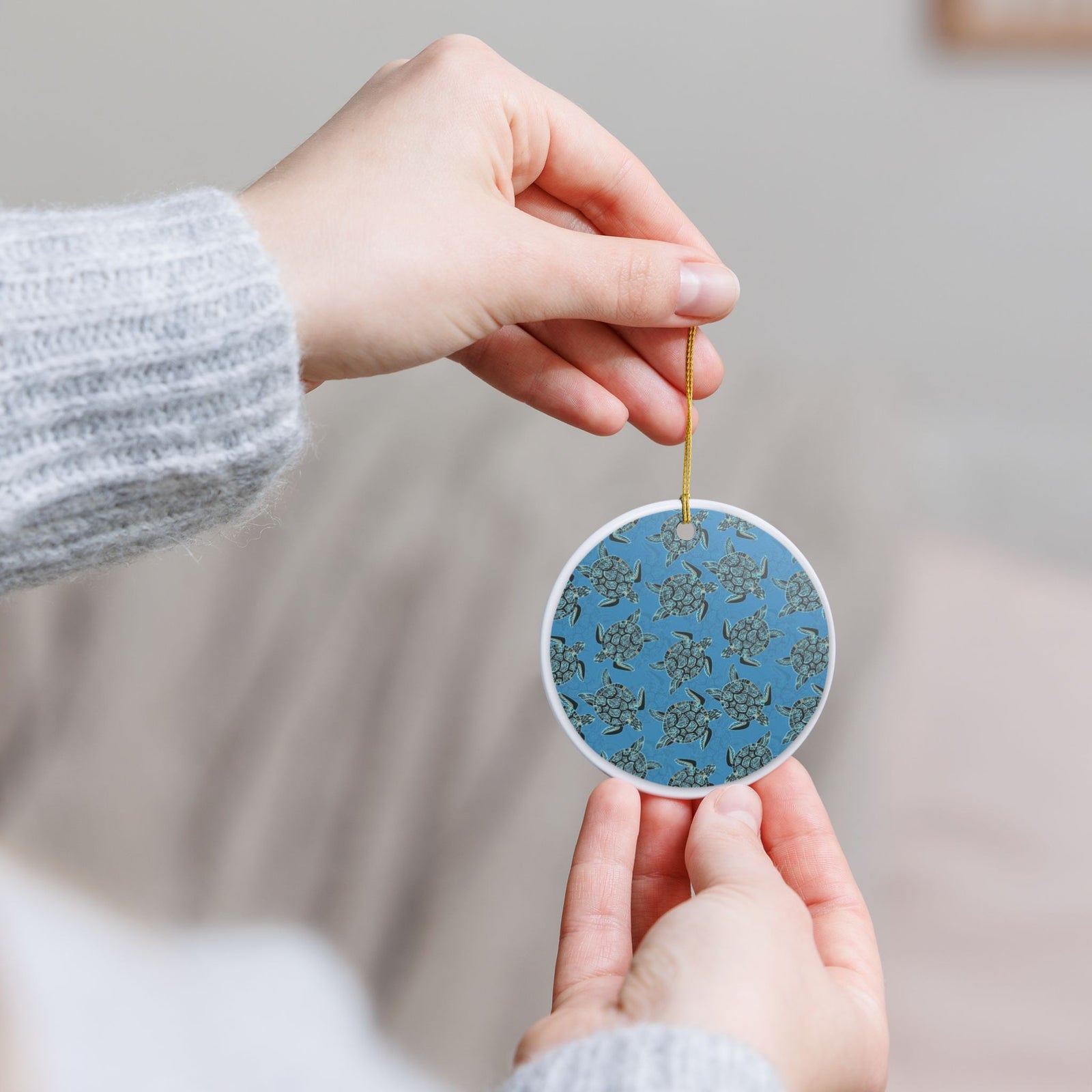 Sea Turtle Waltz Ceramic Ornament - Coastal Decoration