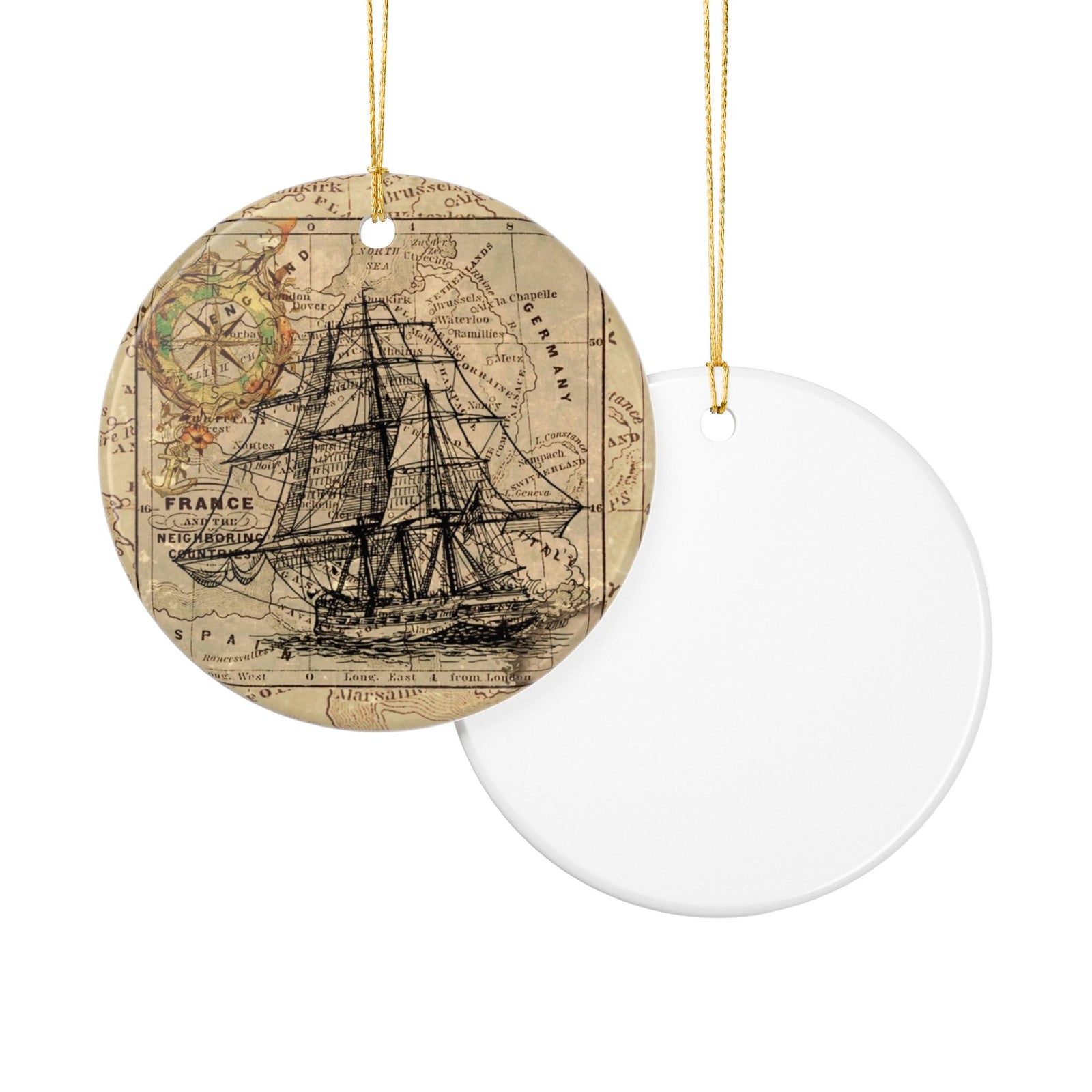 Nautical Cartography of France Ceramic Ornament - Coastal Decoration