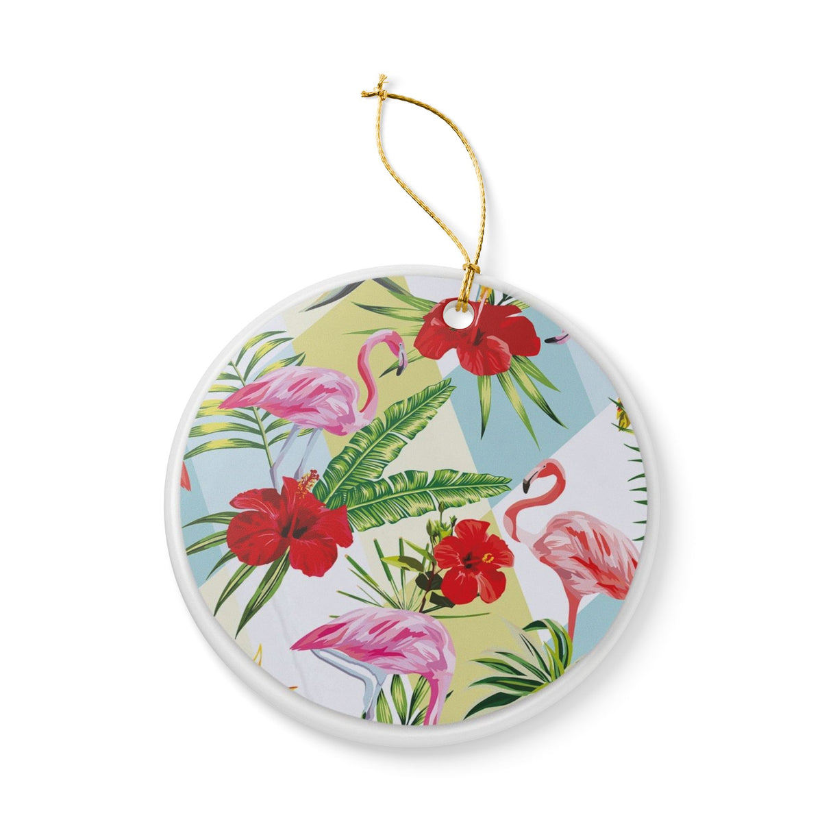 Tropical Flamingo Symphony Ceramic Ornament - Coastal Decoration