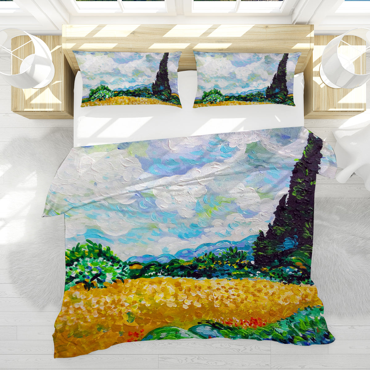 Van Gogh Wheat Fields Reversible Bed Cover Set