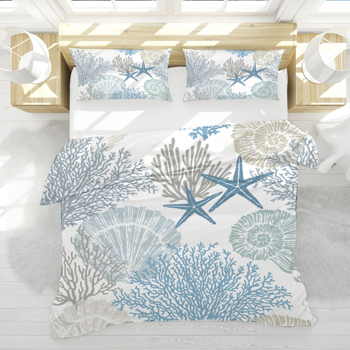 Coastal Coral Reversible Bedcover Set