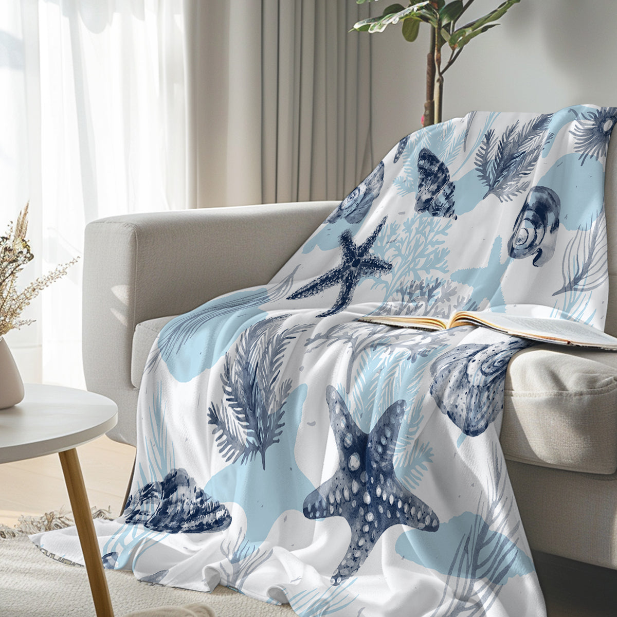 Ocean Blues Flannel Fleece Blanket