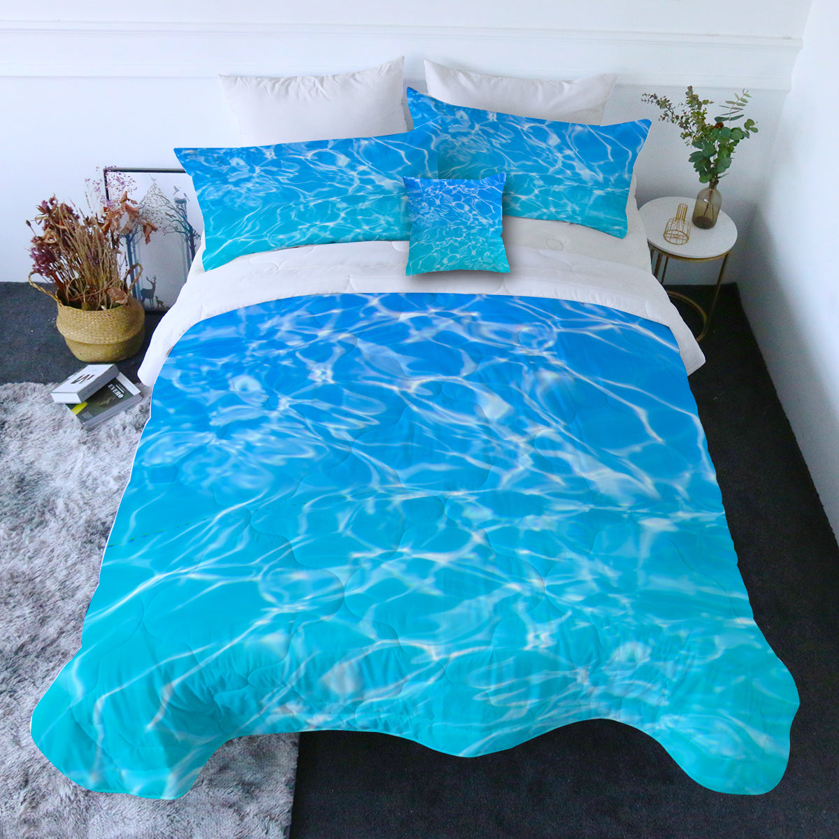 Turquoise Sea Comforter with Shams and Pillow Cover