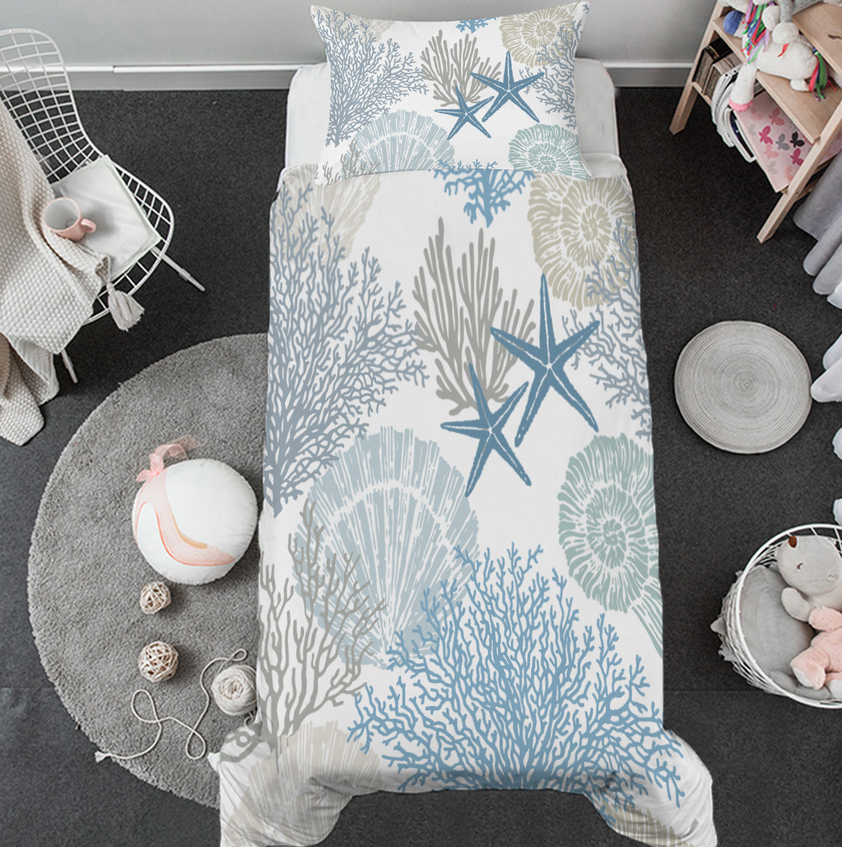 Coastal Coral Toddler Bed Set