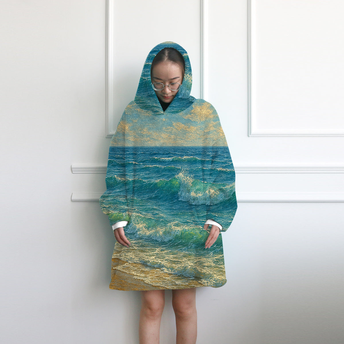 Ocean Painting Wearable Blanket Hoodie