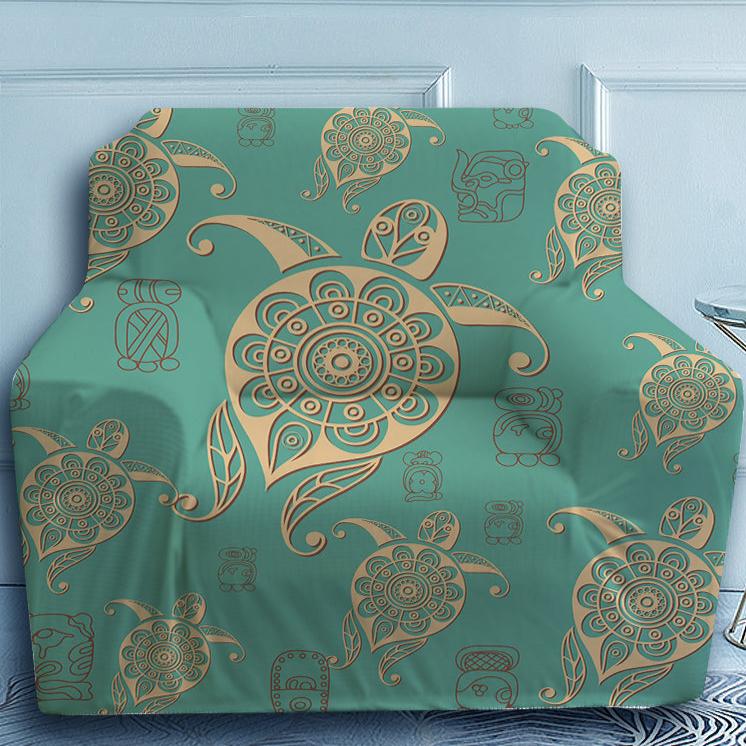 Turtles in Turquoise Armchair Cover