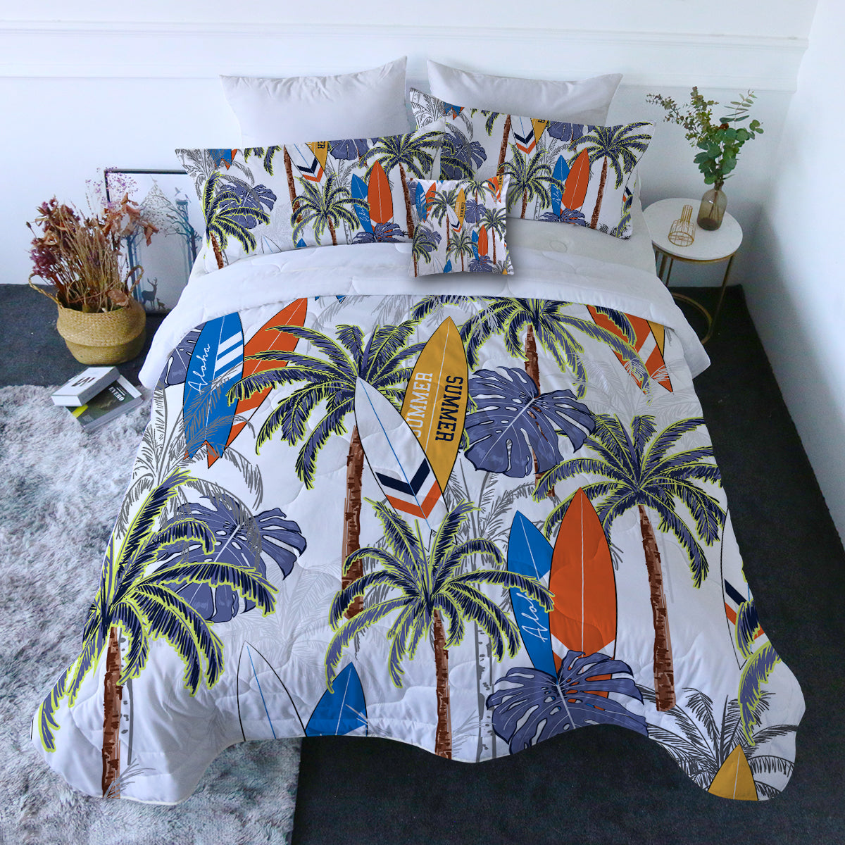 Tropical Surfer Comforter with Shams and Pillow Cover