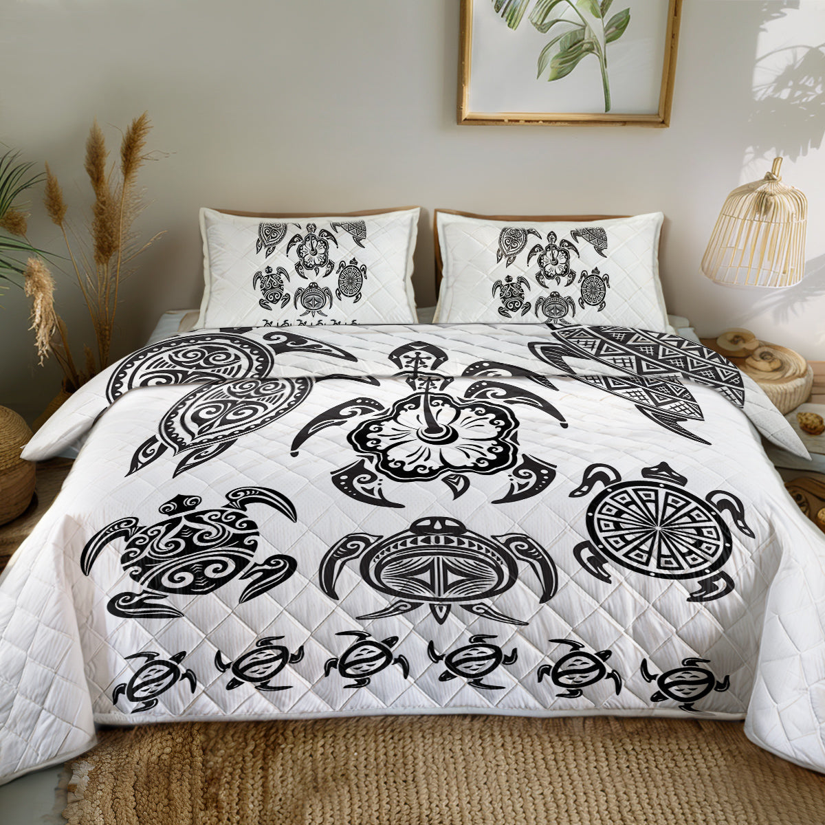 Pacific Turtle Dance Quilted Coverlet - Lightweight, Breathable &amp; Super Soft