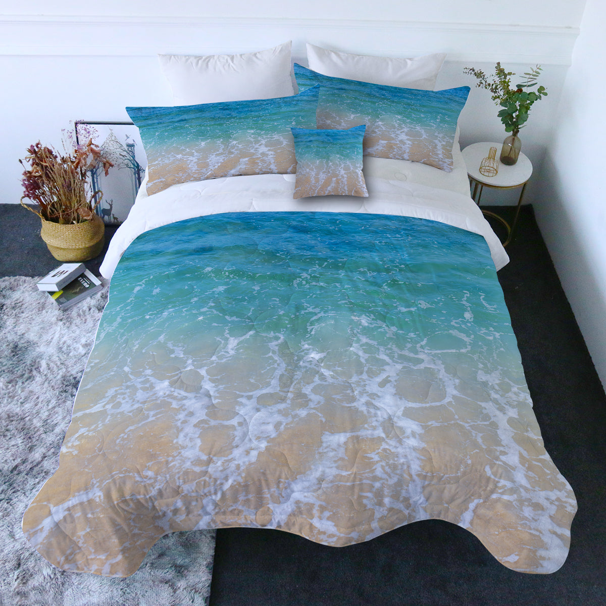 Beach Comforter with Shams and Pillow Cover