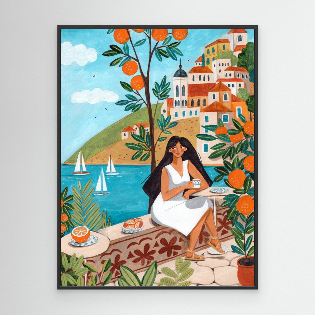Canvas Print - Woman on the Mediterranean Coast by Caroline Bonne Müller