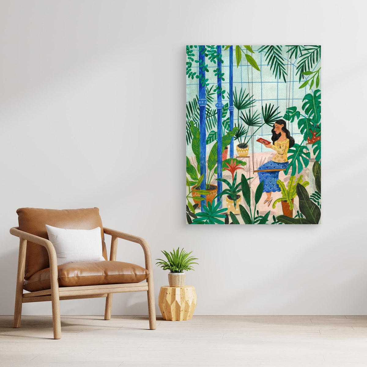 Canvas Print - Reading in the Plant Greenhouse by Caroline Bonne Müller