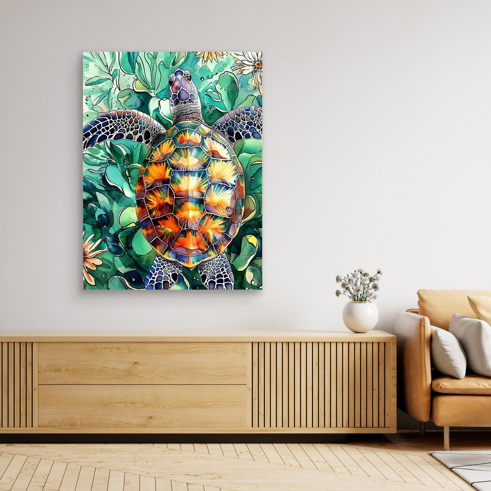 Canvas Print - Turtle Watercolor Animal Art by Justyna Jaszke