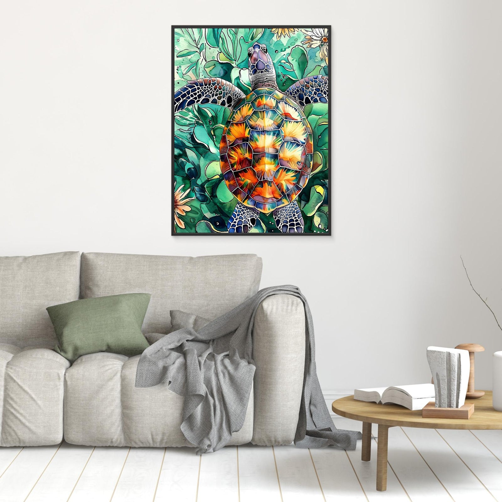 Canvas Print - Turtle Watercolor Animal Art by Justyna Jaszke