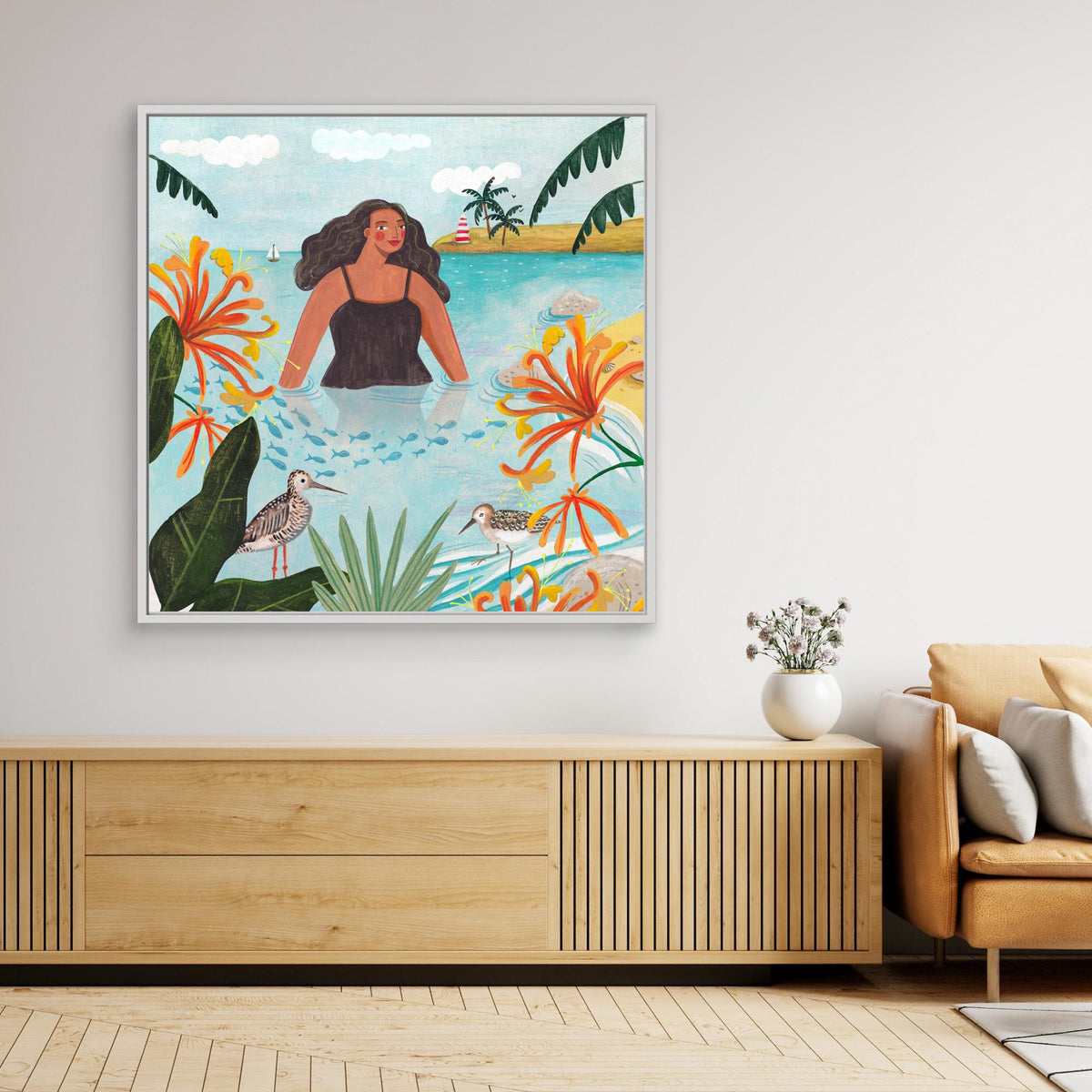 Canvas Print - Walking in the Sea by Caroline Bonne Müller