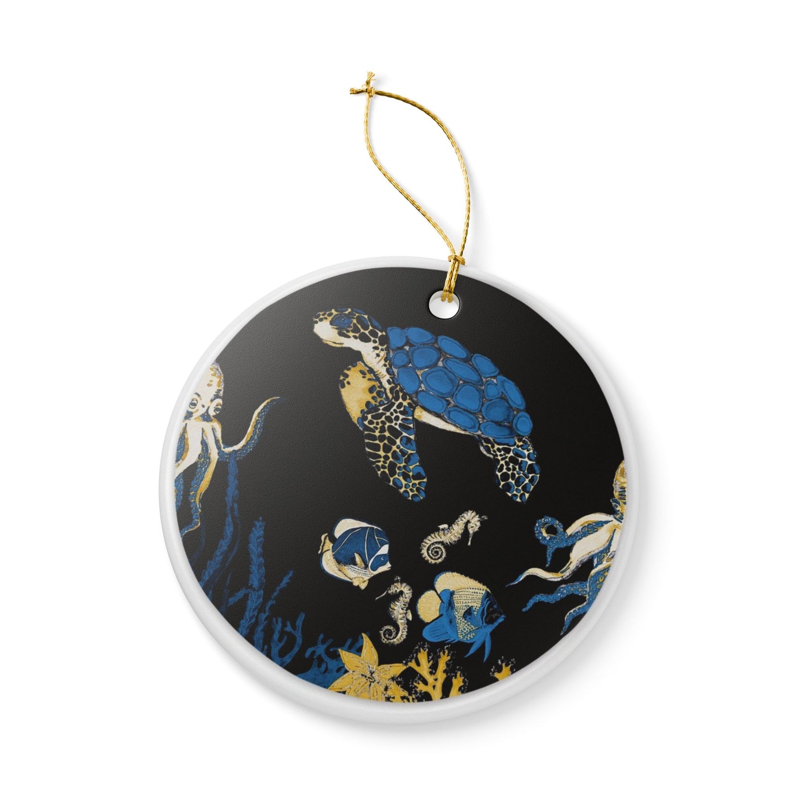 Sea of Blue Wonders Ceramic Ornament - Coastal Decoration