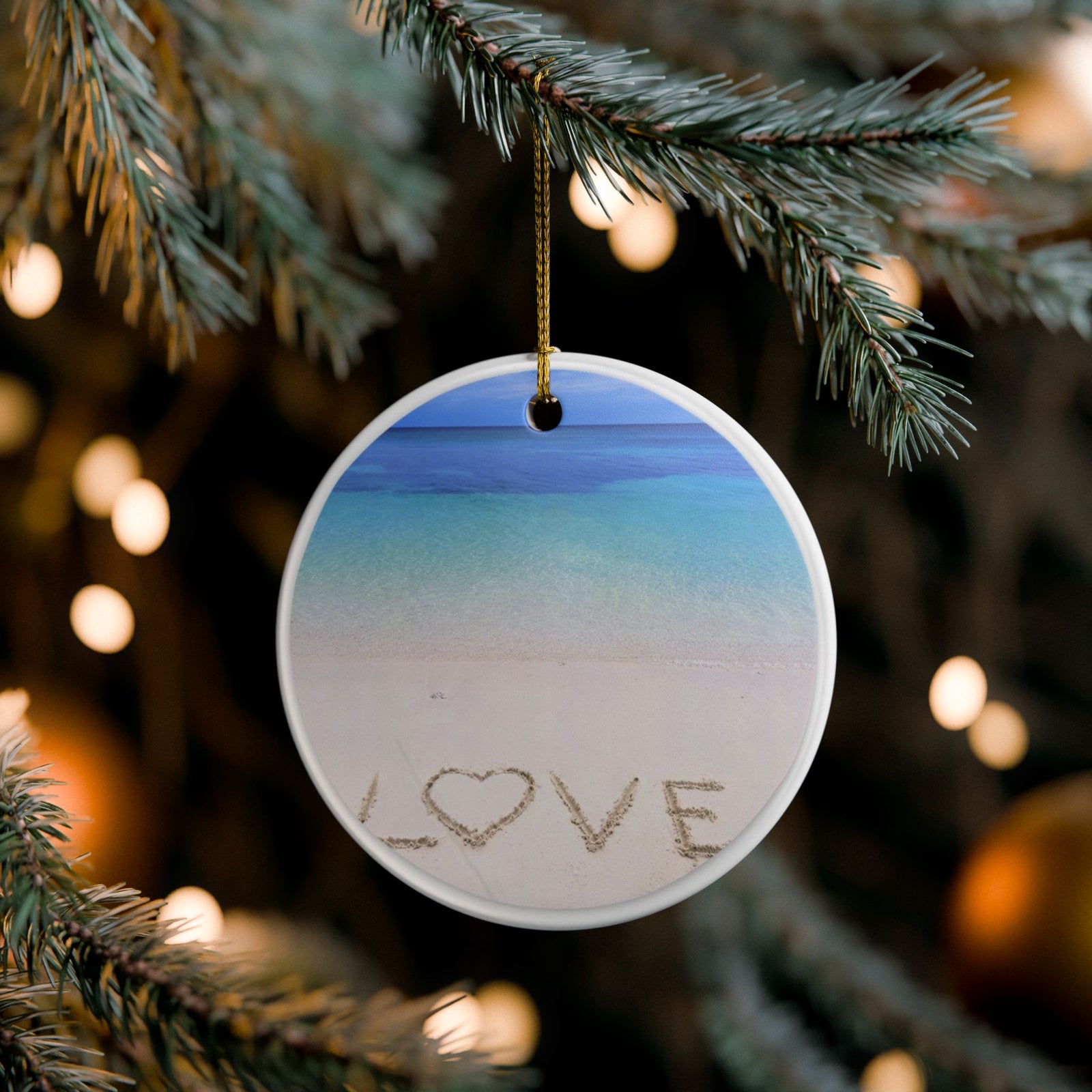 Beach Love Ceramic Ornament - Coastal Decoration
