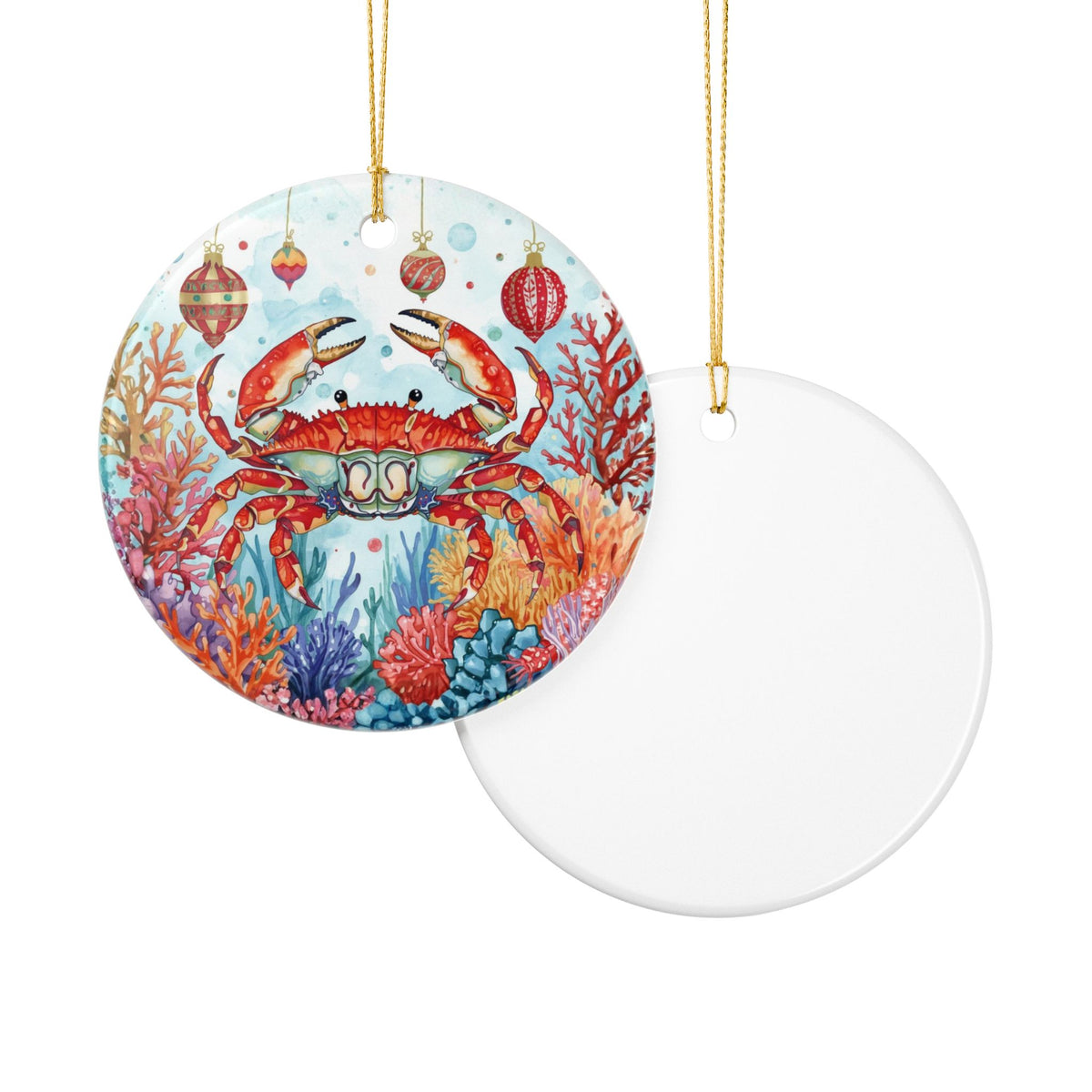 Red Crab Ceramic Ornament - Coastal Holiday Decoration