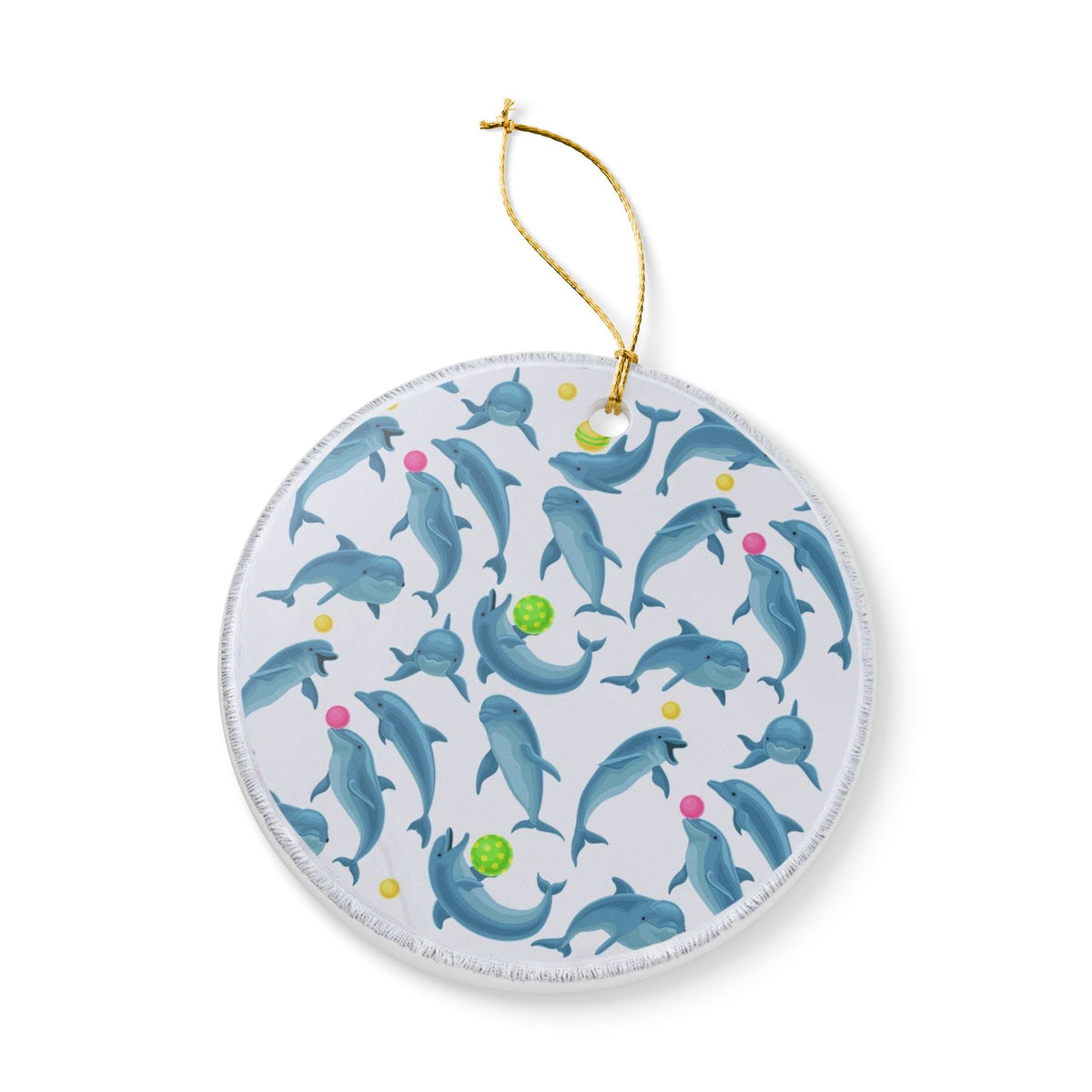 Dancing Dolphins Ceramic Ornament - Coastal Decoration