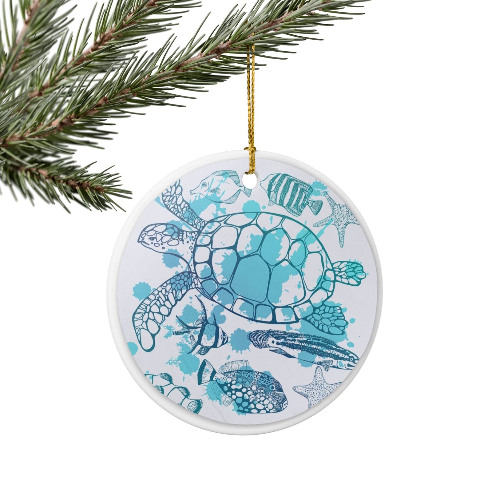 Ocean's Mosaic Ceramic Ornament - Coastal Decoration