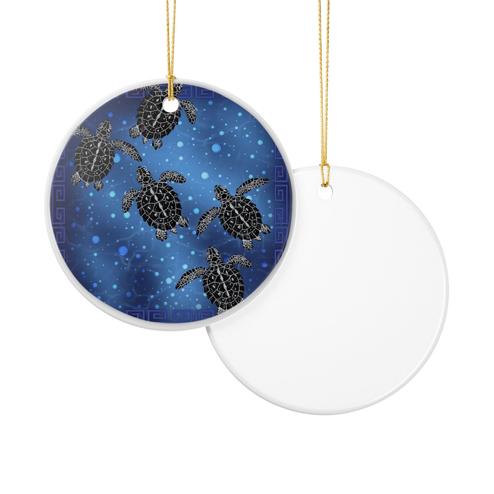 Cosmic Turtles Ceramic Ornament - Coastal Decoration