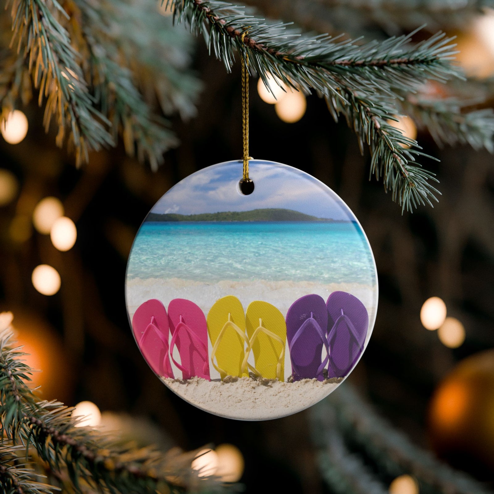 Flip Flop Friends Ceramic Ornament - Coastal Holiday Decoration