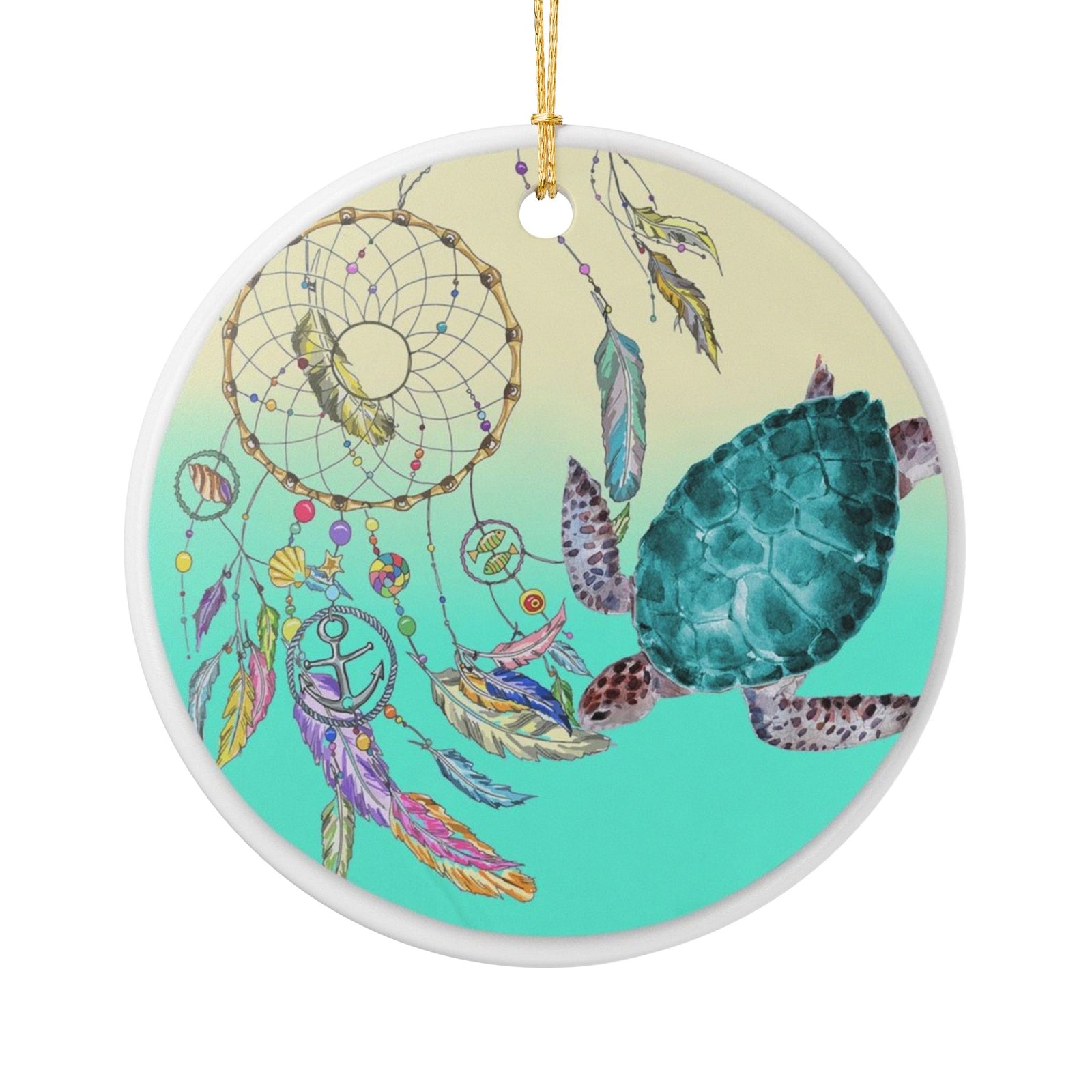 Turtle Dreams Ceramic Ornament - Coastal Decoration